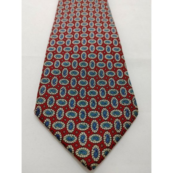 Claybrooke Blue Red Gray Paisley Men's Silk Neck Tie 57"‎ Long x 4" Wide - Picture 2 of 3